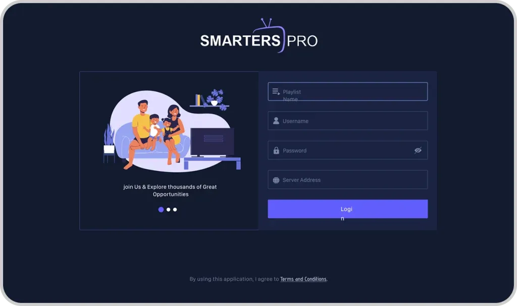 IPTV Smarters Pro Xtream Codes login screen with Name, Username, Password, and URL input fields, the Xtream Codes API setup for IPTV Smarters Pro in Canada