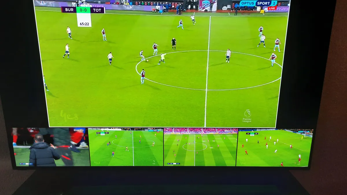 TiviMate picture-in-picture preview playing a sports channel while user browses the channel list, the signature feature of TiviMate IPTV in Canada